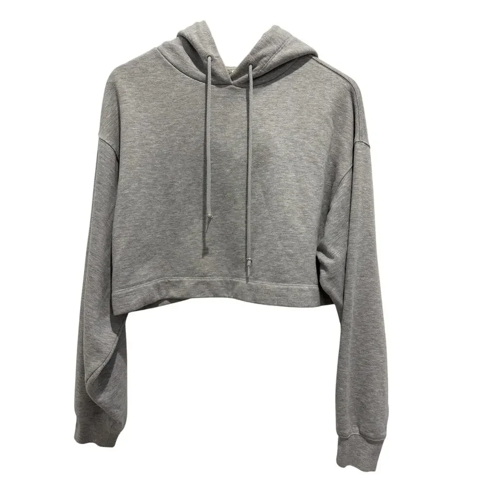 Alo Yoga Bae Hoodie Athletic Heather Gray Cropped Size S Activewear